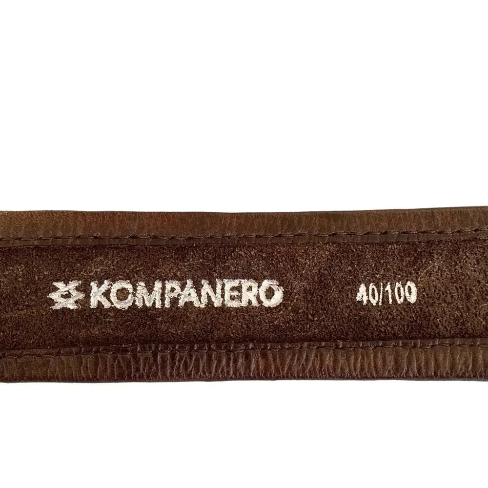 Kompanero Brown Basketweave Leather Badlands Belt Size 40